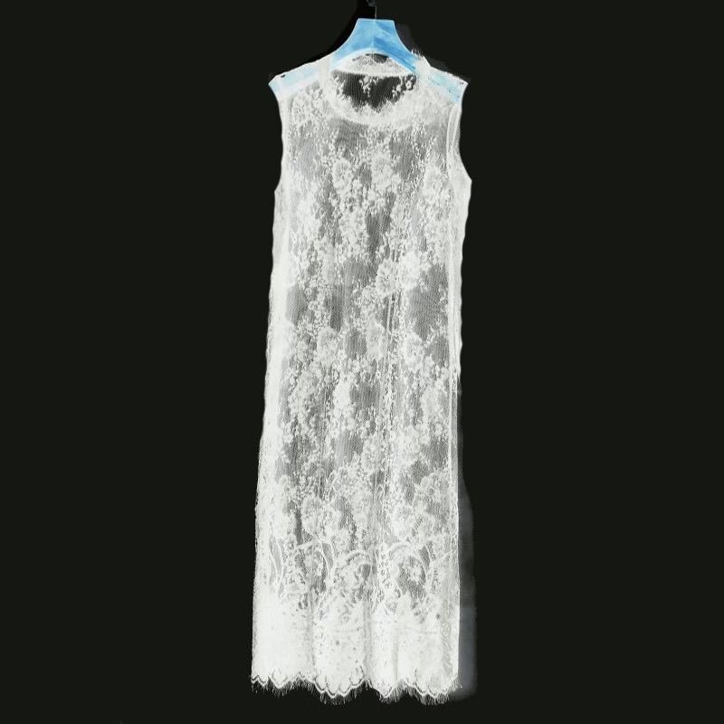 Summer New Thin Lace Crochet Lace Long Dress with Sheer Overlay, Elegant and Tall-Looking Dress, Long Dress