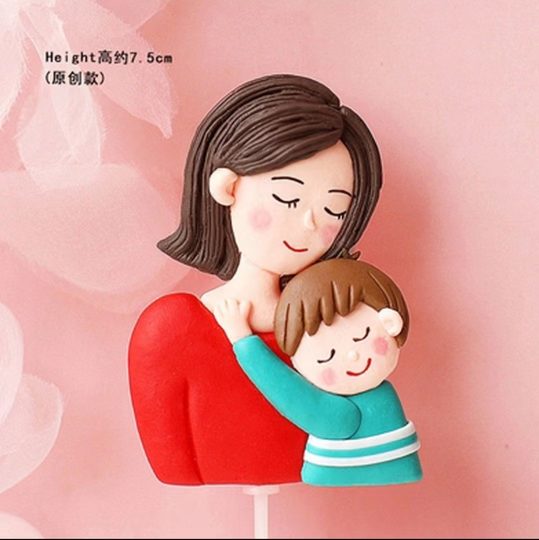 母亲节生日蛋糕摆件网红同款围裙妈妈母亲花束甜品台装扮软陶人偶