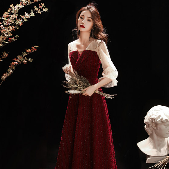 敬酒服新娘酒红色2025新款孕妇平时可穿结婚订婚晚礼服回门遮肚子