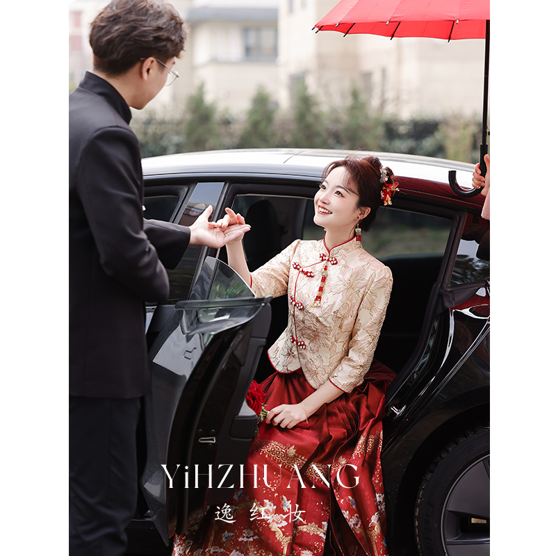 Evening dress, set, elegant advanced summer wedding dress, Chinese style, high-quality style Evening dress, set, elegant advanced summer wedding dress, Chinese style, high-quality style
