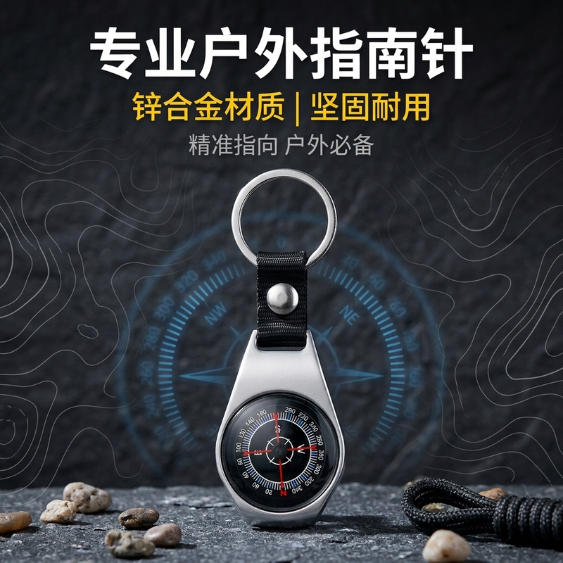 K30T Zinc Alloy Hanging Compass with Lanyard Keychain Outdoor Gift