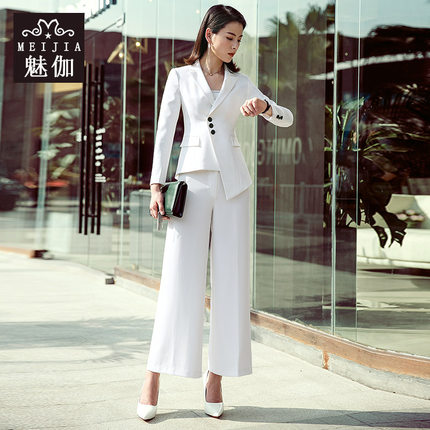 职业装女装套装正装短袖2018新款面试酒店珠