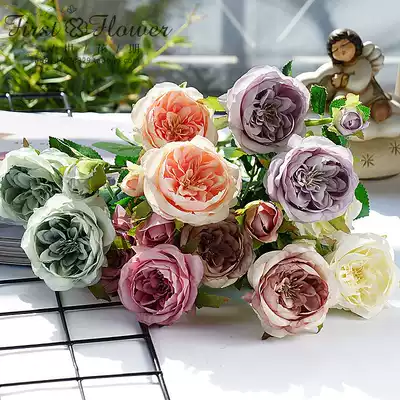 Short branch Ouyue small rose Rose home hotel shopping mall decoration Wedding photography props simulation flower fake flower