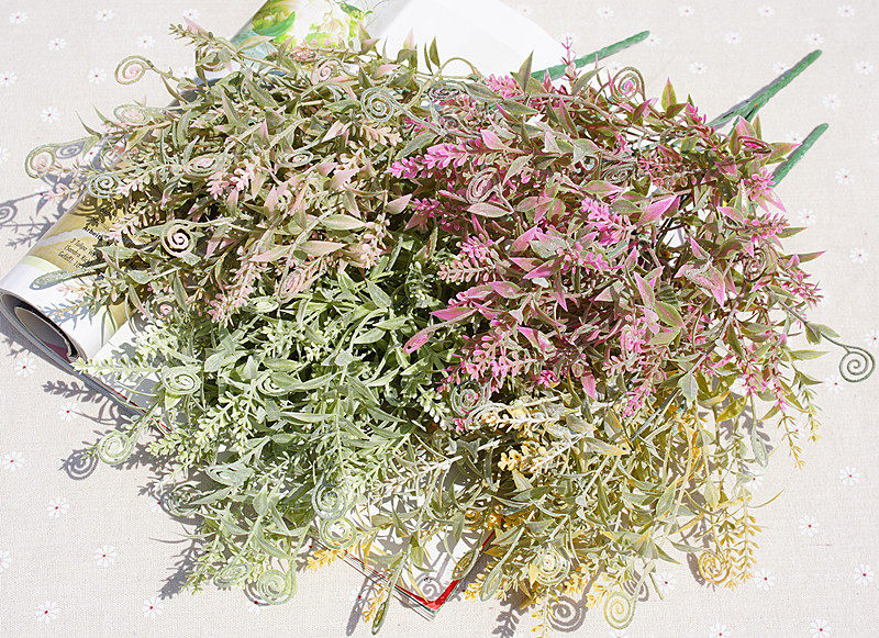 Brief Eu ins5 Fork Add Powder Seahorse Grass Emulation Florist Home Decoration Flower Pendulum Wedding Photography Handmade Diy