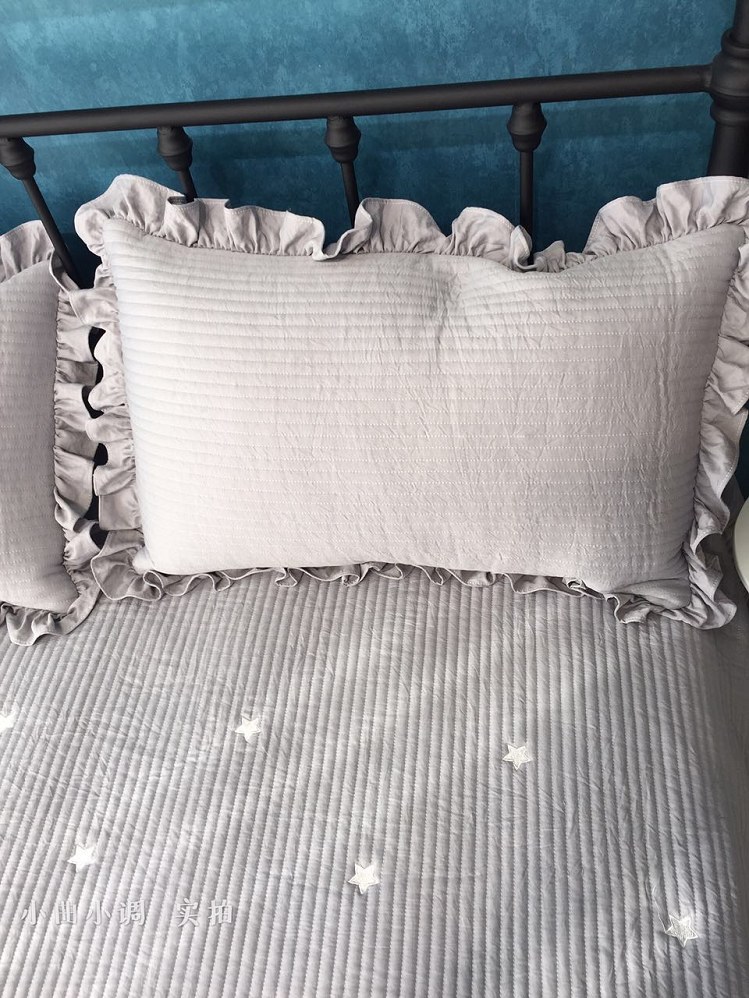 ins Ruffles một mảnh bìa giường bông được bông thêu khăn trải giường ba mảnh sao váy máy lạnh mát mẻ vào mùa hè - Váy Petti giường váy