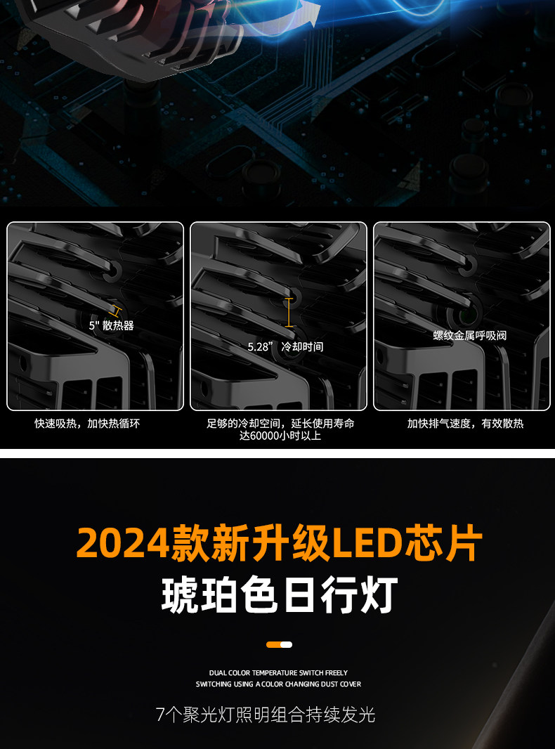 Внедорожные огни 适用于越野车射灯led探照灯机盖中网前杠四叶草射灯坦克300改装