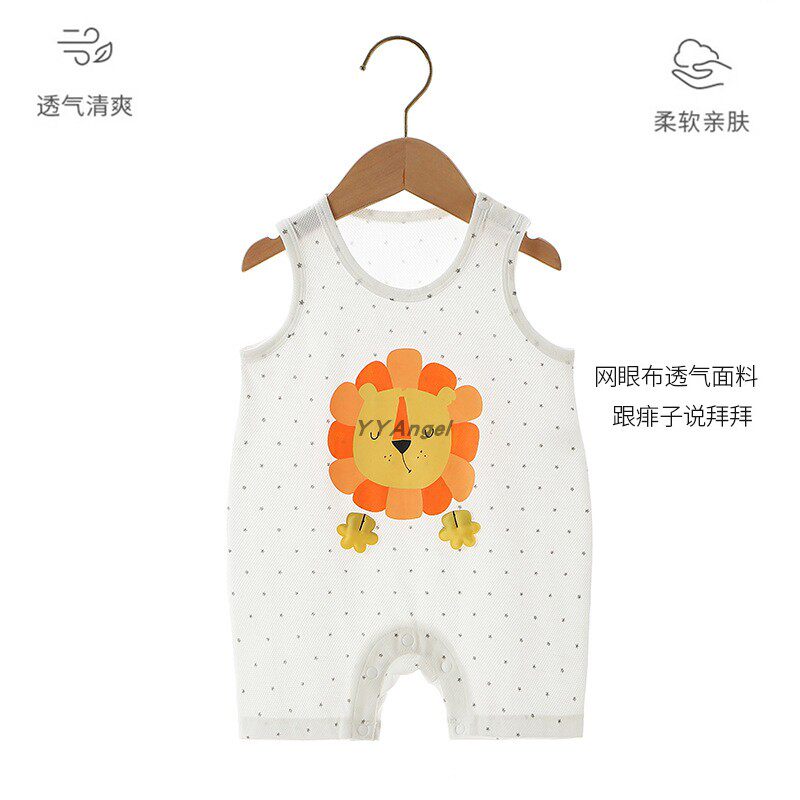 Newborn baby sleeveless jumpsuit summer thin modal cute cartoon cute baby vest romper summer dress climbing clothes