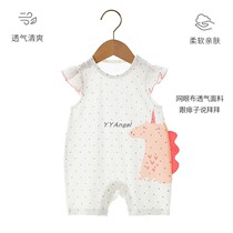 Female Baby Lotus Leaf Cuff Baby Clothes Infant Climbing Princess Newborn Conjoined Bag Farted Khaclothes Short Sleeve Summer Thin