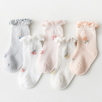 Baby socks Summer thin womens baby Songkou cotton socks newborn infant socks mesh breathable ultra cute short socks