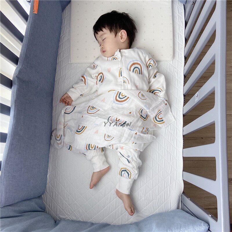 ins bamboo cotton sleeping bag baby spring autumn and winter baby legs sleeping bag all season universal 2-3-4 children cotton yarn anti kick quilt