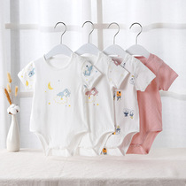 Baby Summer Short Sleeve Bag Fart Pure Cotton Boneless Newborn Clothes Summer Dress Male And Female Baby Triangle Khaama Pyjamas