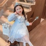 Демисезонный лонгслив для девочек, кукла, наряд маленькой принцессы, кукольный воротник, принцесса Эльза, «Холодное сердце»