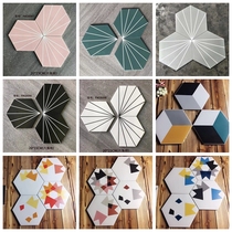 Nordic Colour Ink Green Polyline Ray Hexagonal Brick Tiles Pink Small Flower Brick Kitchen Guard Balcony Anti-Slip Floor Tiles
