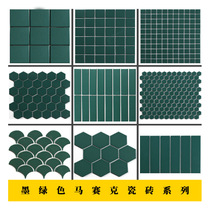 Ink Green Strip Mosaic Hexagon Green Tile Kitchen Bathroom Wall floor tiles Small square Folk Background Brick