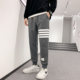 Men's sweatpants spring and autumn new gray velvet casual trousers trendy brand winter sports pants men's loose boys' pants