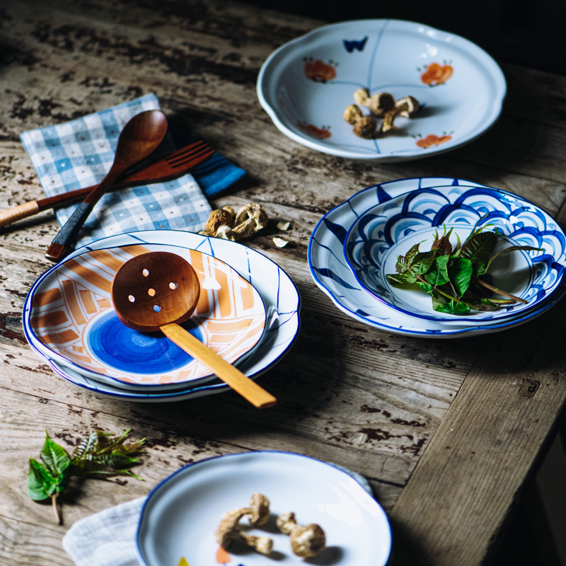 Glazed Color Fish Pan Hand Painted Plate Hotel Cutlery Creative Plate Japan Day Style Dinner Plate Ceramic Flat Pan Outlet