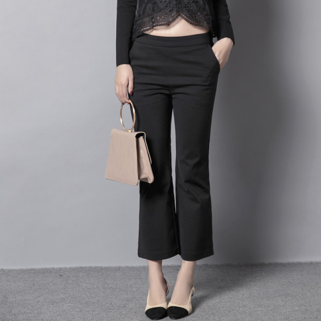 Douyin's same style women's pants black micro-flared pants 2023 new slim autumn and winter high-waist nine-point pants wide-leg pants