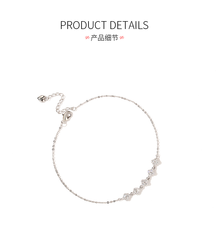 Thiết kế hốc mắt bốn lá cỏ ba lá nữ phiên bản Hàn Quốc của sinh viên retro đơn giản Sen cặp vợ chồng bạn gái chị chuỗi chân trang sức lắc chân đẹp độc