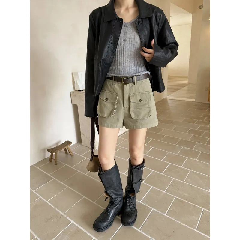 Iccicc Thirteen Lines Vintage Workwear Shorts with a Crisp Feel, Makes Petite People Look Taller, Casual Shorts, New Autumn Style 2481 Iccicc Thirteen Lines Vintage Workwear Shorts with a Crisp Feel, Makes Petite People Look Taller, Casual Shorts, New Autumn Style 2481