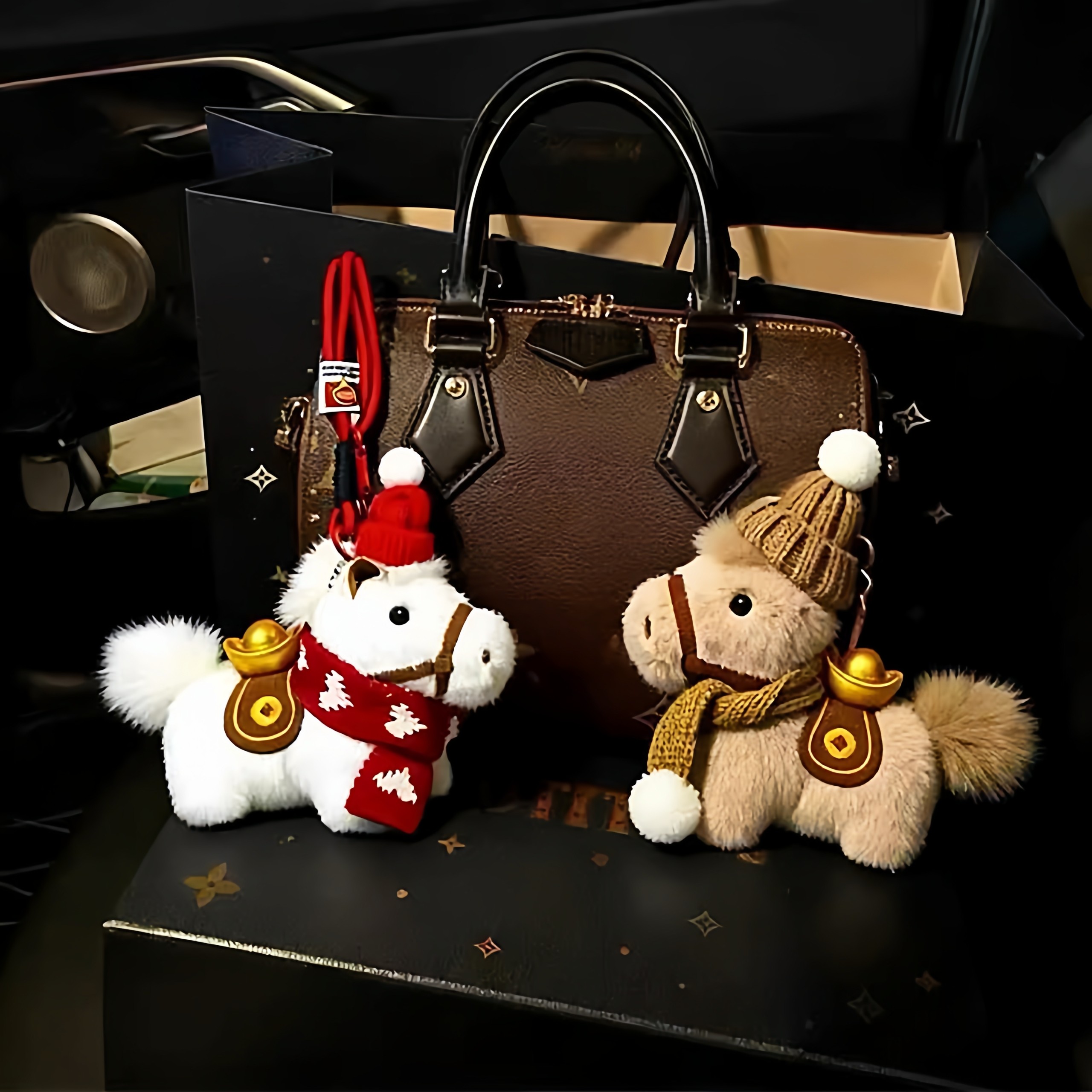 Original Super Cute New Year Pony Backpack Pendant Keychain Gift for Girlfriend Car Hanging Ornament Student Decoration