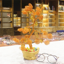 Window decoration crafts home money tree ornaments gold silver Apple sun glasses shop display props