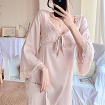 Palace Wind Silk Sleeping Dress Woman Spring Autumn Real Silk Vintage Long Style Pyjamas sexy pyjamas woman big code French style home clothes