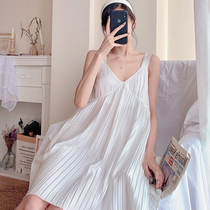 2022 New Sleeping Dress Womens Summer Ice Silk Sexy Nets Red Ins Wind Harnesses Thin and Genuine Silk Pyjamas