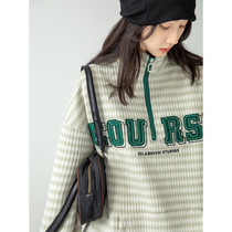 UBUIE Dry fish American retro half zipped veggie ladies 2022 New collision Loose Spring Thin blouses