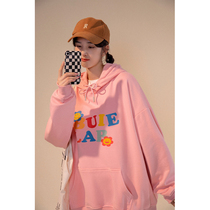 UBUIE dried fish kangaroo pocket hooded sweater female spring and autumn thin loose design sense niche hooded top