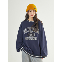 UBUIE Dry Fish Striped Round Collar Splicing Necropolis Woman Thin rugby embroidered design sensation male and female identical blouses