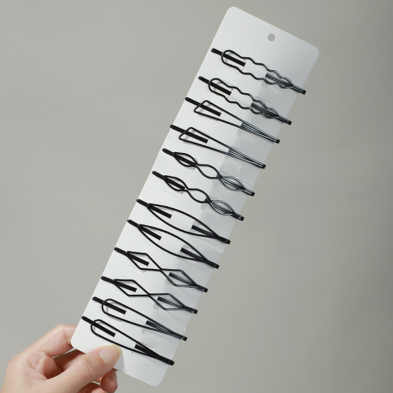 images 10:Black one-word clip hairpin side Liu Hai hair card broken hair head decorated simple hairpin poster head spoon hairpin