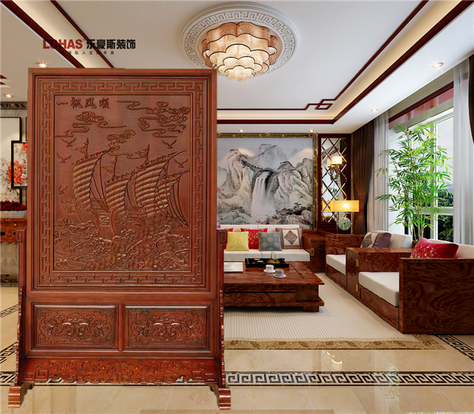 Dongyang wood carving Chinese-style solid wood screen partition living room for many years there are more than one door interstitial screen carved mahogany floor seat screen
