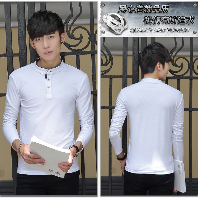 Áo thun cotton tay dài nửa cổ cao, áo thun bó sát bó sát áo sơ mi nam có thân áo mùa đông mặc quần áo mùa thu active shirt