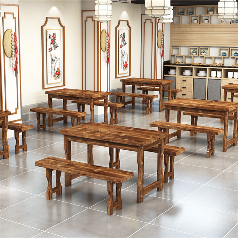 Economy hotel solid wood wooden ancient snack bar noodle restaurant fast dining table and chairs anti-corrosion thickening household