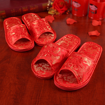 Wedding slippers festive red pair of European summer couple indoor wedding wedding husband wife female Chinese style