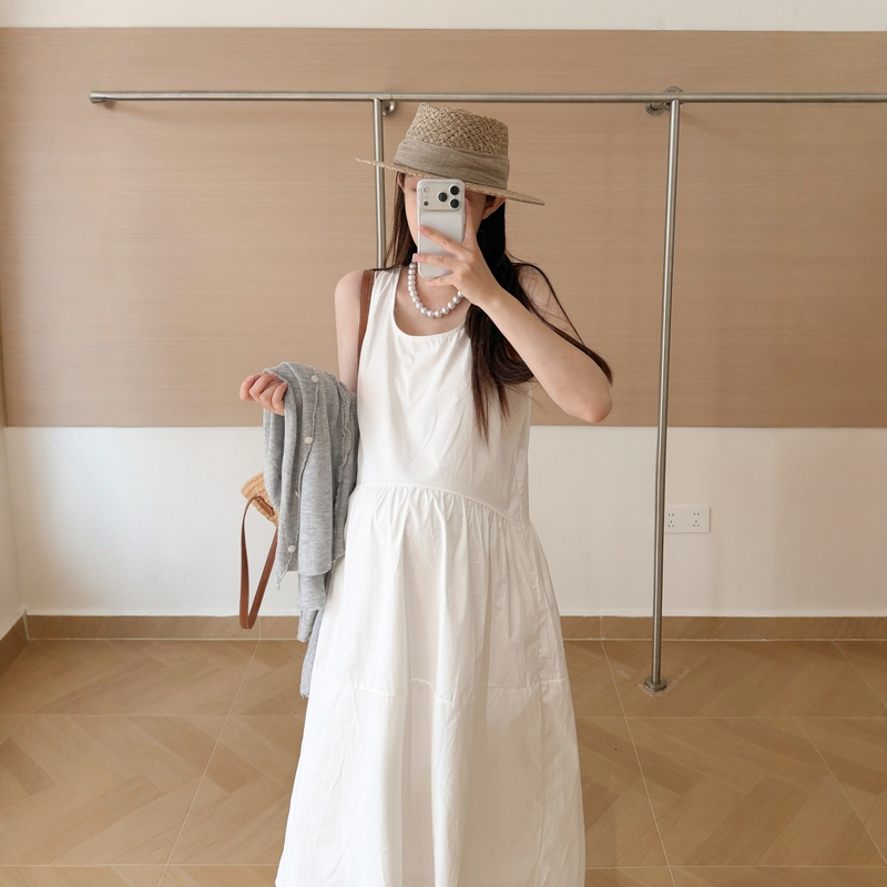 Haide Maternity Wear Korean Style Summer Elegant Gentle Age-Reducing Slimming Loose Tank Dress Little White Dress Maternity Dress Haide Maternity Wear Korean Style Summer Elegant Gentle Age-Reducing Slimming Loose Tank Dress Little White Dress Maternity Dress