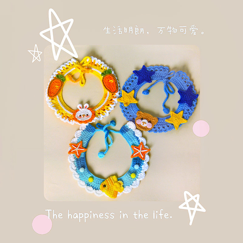 Cat collar pet handmade New Year's saliva towel rabbit collar wool dog small dog braided scarf jewelry