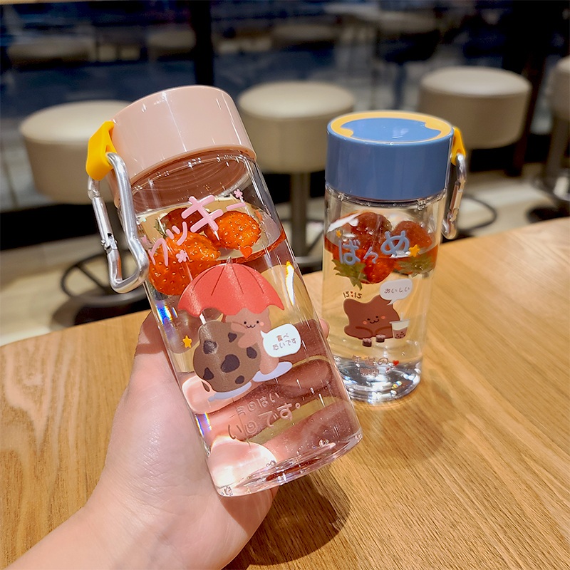 High face value water glasses cute portable plastic mug student child adolescent girl summer with tea sepal frescoed walker cup