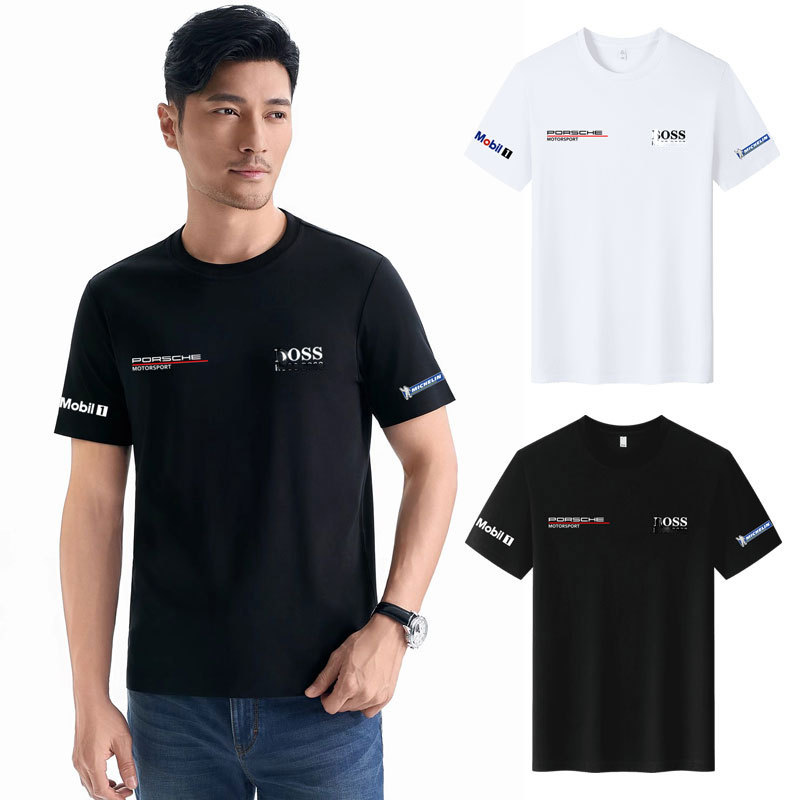 Cayenne Porsche Co-Branded Workwear Polo Shirt Round Neck Short-Sleeved Summer Car Racing Series Sports T-Shirt
