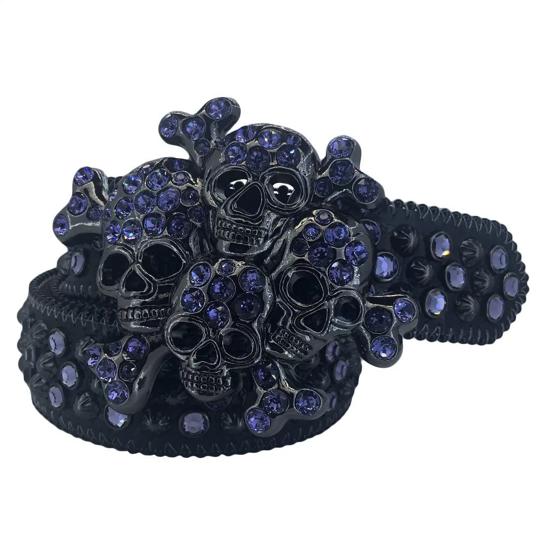 New ghost head punk, rhinestone belt.