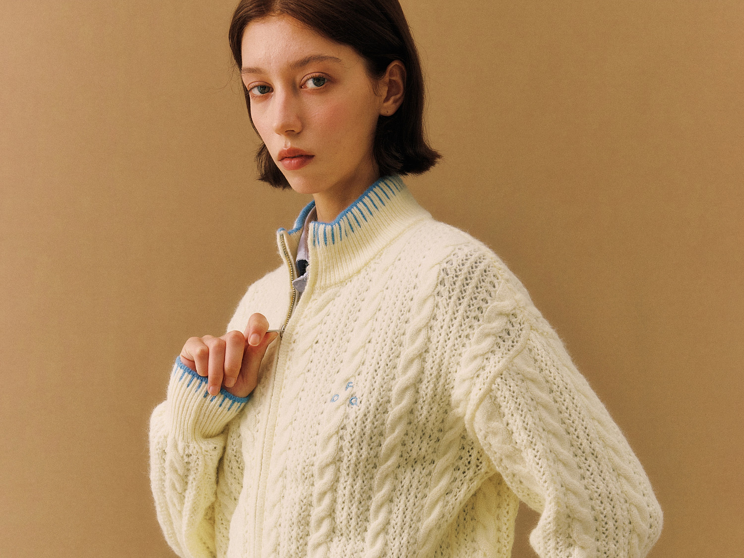 FPA Cable-Knit Color-Block Cardigan