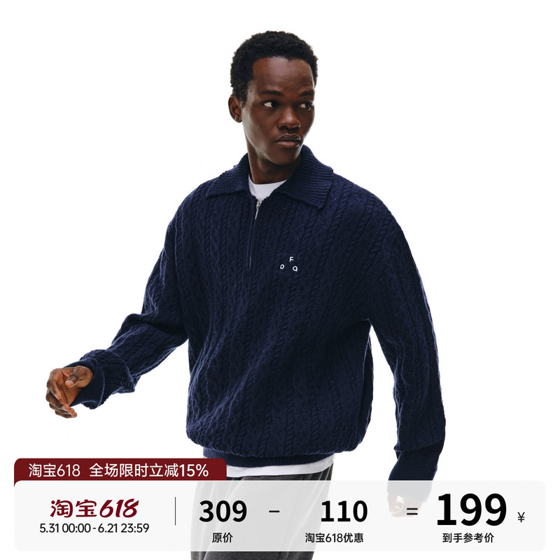 Fpa Cable Knit Lapel Casual Sweater 2026 New Autumn and Winter Half-Zip High-End Wool Knitwear for Men