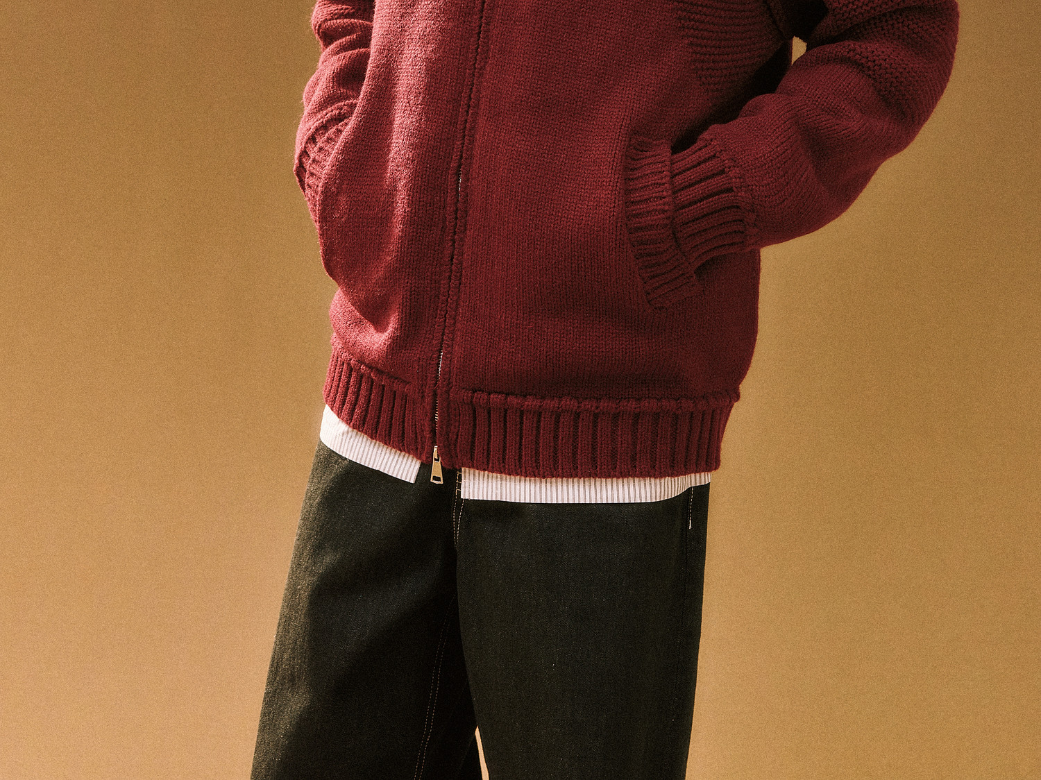 FPA Space-Dyed Zip-Up Cutout Sweater
