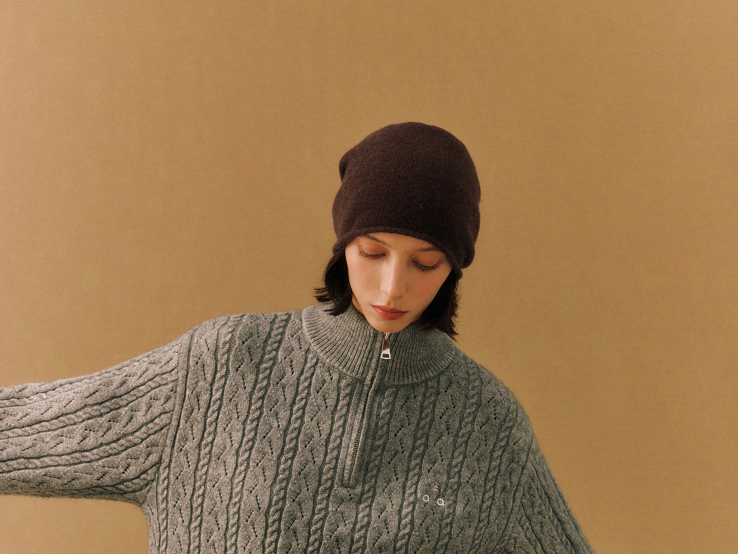 FPA Half-Zip Cable-Knit Sweater
