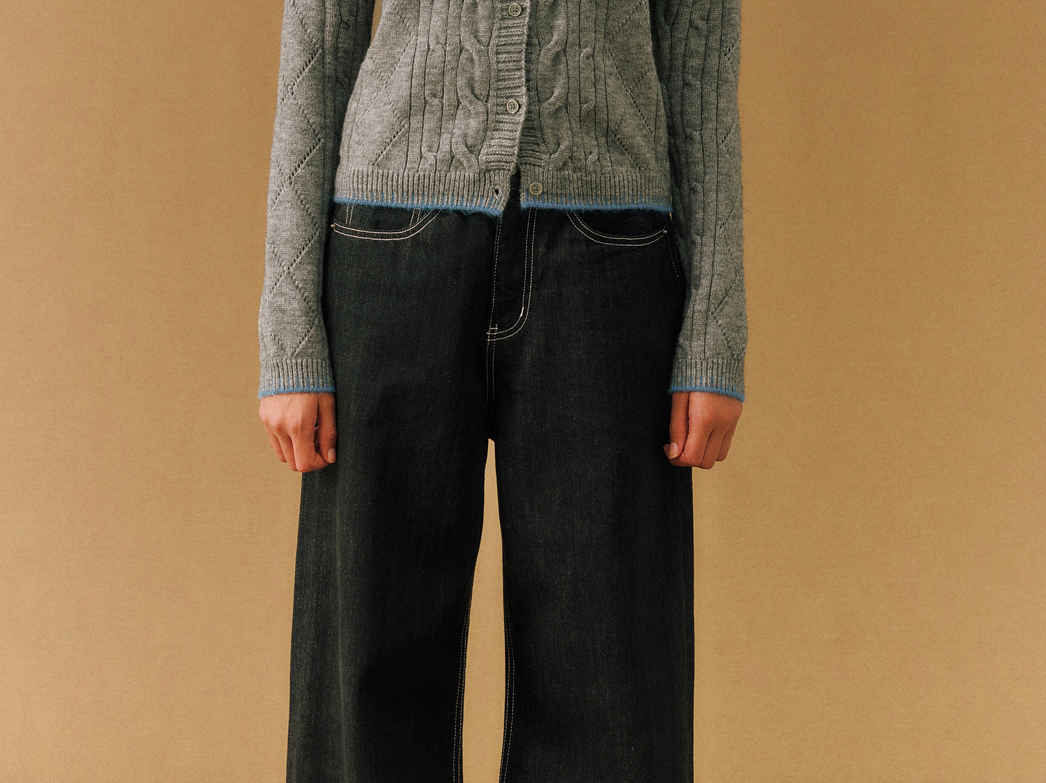 FPA Color-Block Cable-Knit Cardigan