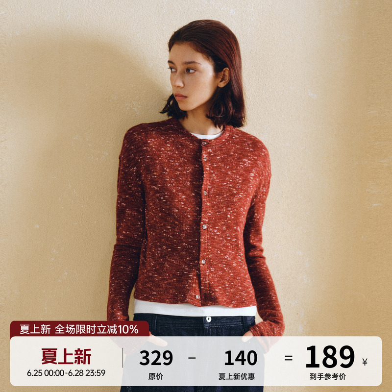 Fpa Iridescent Floral Yarn Short Button Cardigan Sweater, Autumn and Winter High-End Design Long-Sleeve Knit Jacket for Women