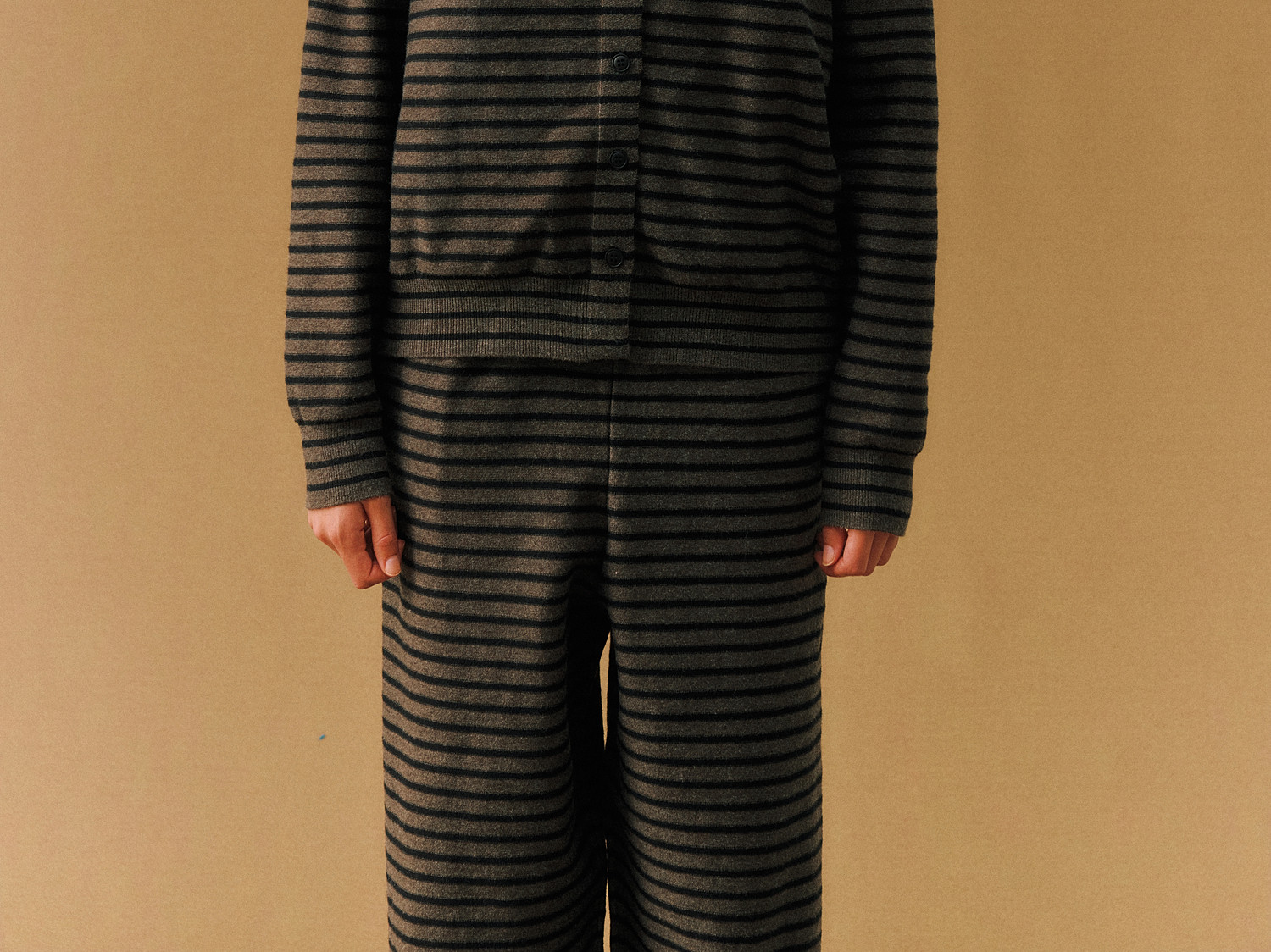 FPA Striped Crew Neck Button-Up Sweater