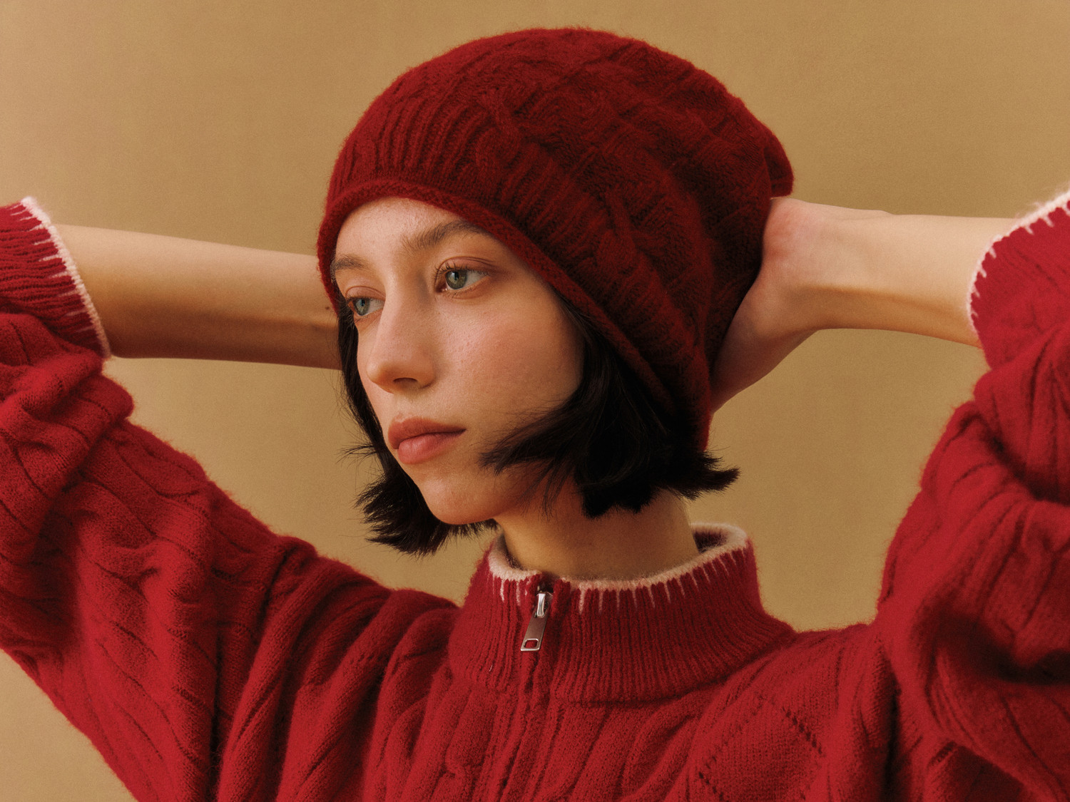 FPA Cable-Knit Color-Block Zip-Up Cardigan