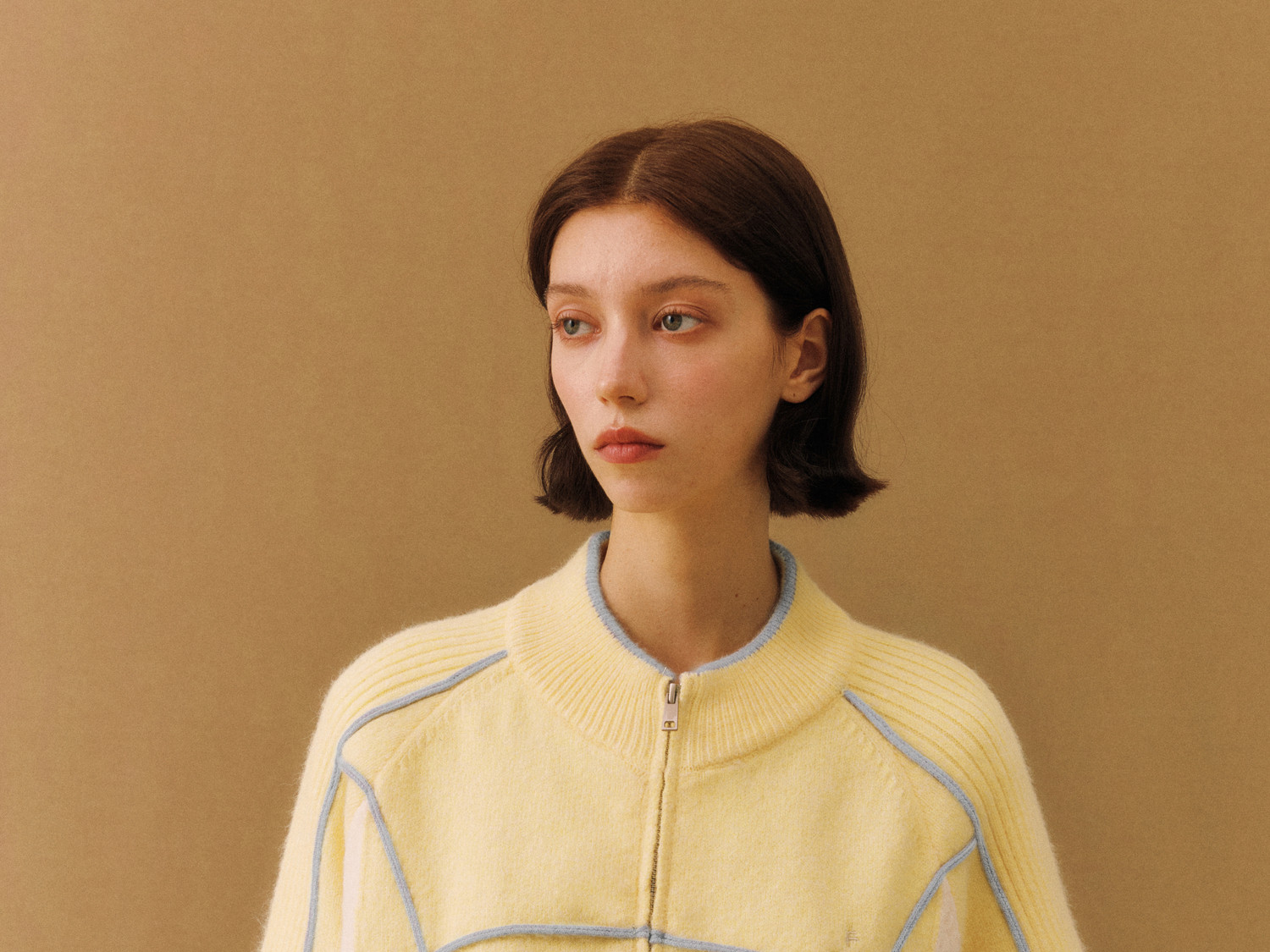 FPA Color-Block Zip-Up Knit Sweater