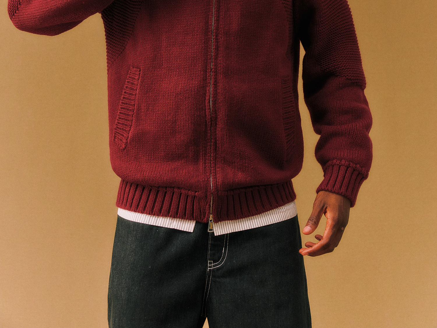FPA Space-Dyed Zip-Up Cutout Sweater